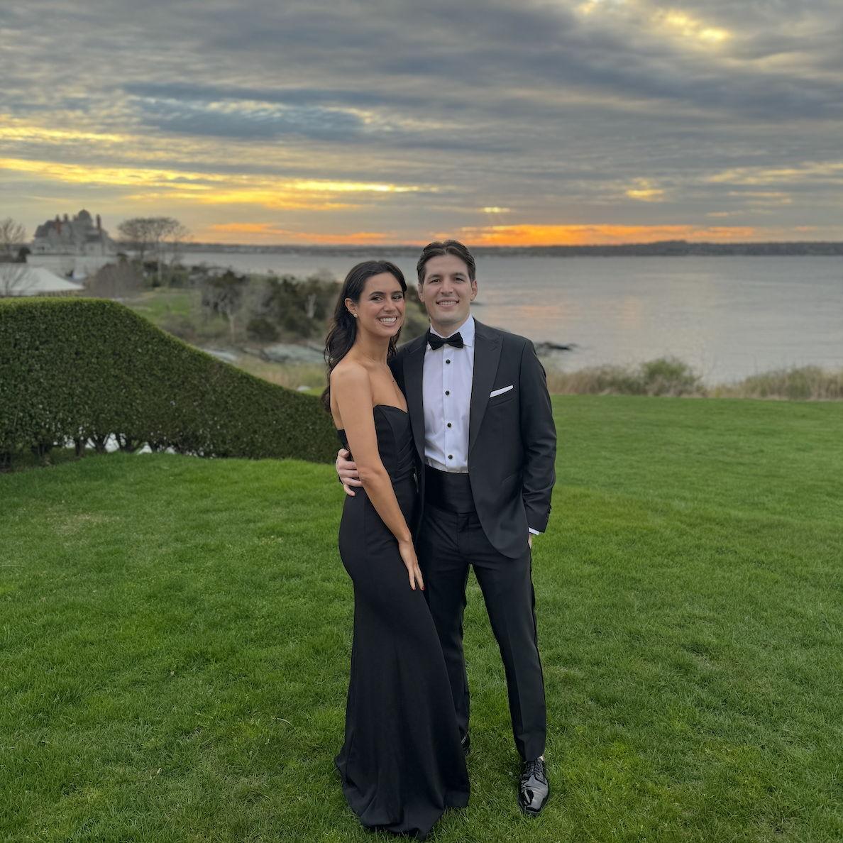 They go to Christian's sister Stephanie's wedding together in April 2024. Steph and Anthony host their wedding reception on the water in Newport, RI.