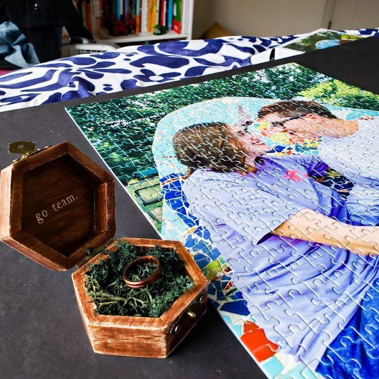 ...and Katy proposed back to Ashley a month later with a custom puzzle.