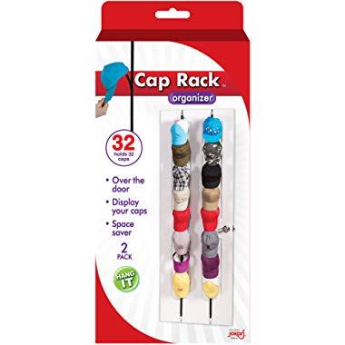 Cap Rack 2 Pack - Holds up to 16 Caps for Baseball Hats, Ball Caps - Best Over Door Closet Organizer for Men, Boy or Women Hat Collections - Display Racks With Clips, Perfect Holder and Storage