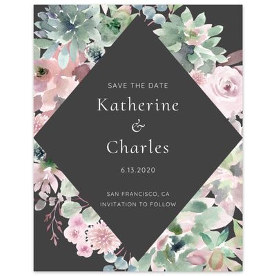 Charcoal, Grey Wedding Digital Save the Date - Cricket Wreath