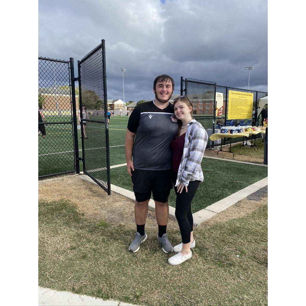 Emily watching Nick play Rugby at Rowan U while visiting her best friend, Ali