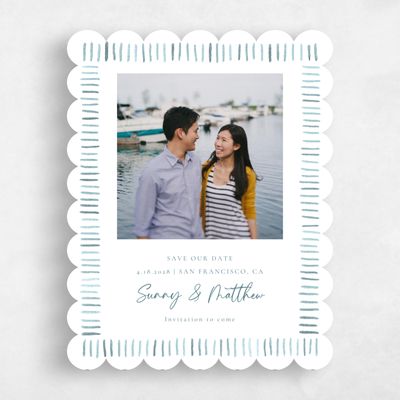 Blue Scalloped Wedding Save the Date - Lund Photo