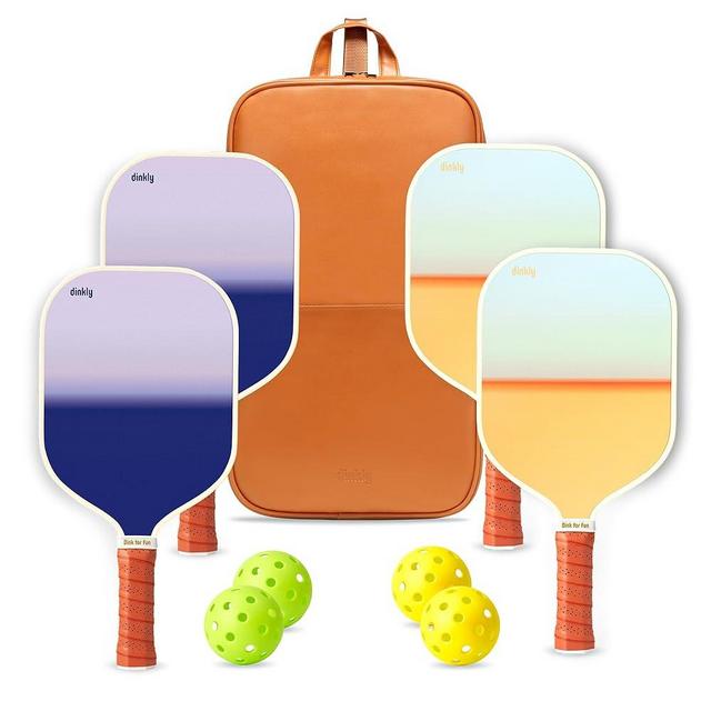 Dinkly Pickleball Paddles Set of 4 - USAPA Approved Graphite Lightweight Racket, 4 Pickleball Rackets, 4 Outdoor Balls and 1 Pickleball Bag, Pickle Ball Set Gift for Men Women Beginners