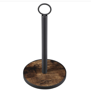 OROPY Paper Towel Holder Countertop with Heavy Duty Wood Base, Farmhouse Paper Towel Roll Stand for Kitchen Counter fits Standard and Jumbo Size Paper Towels (Brown)