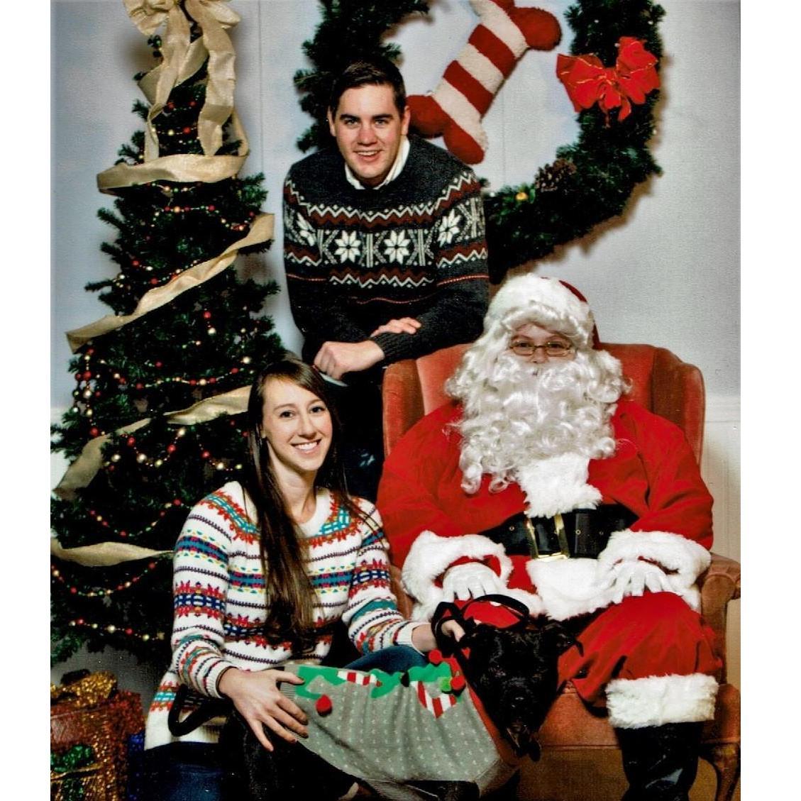 Our first family Christmas photo with our dog, Naliah.