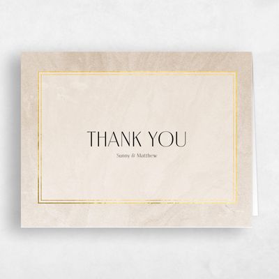 Beige Foil Wedding Thank You - Dorado Landscape Foil