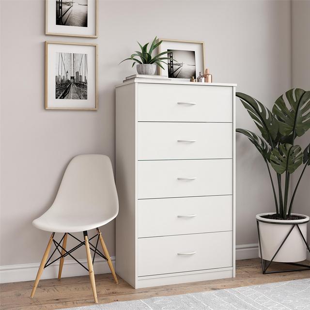 Mainstays Classic 5 Drawer Dresser, White Finish
