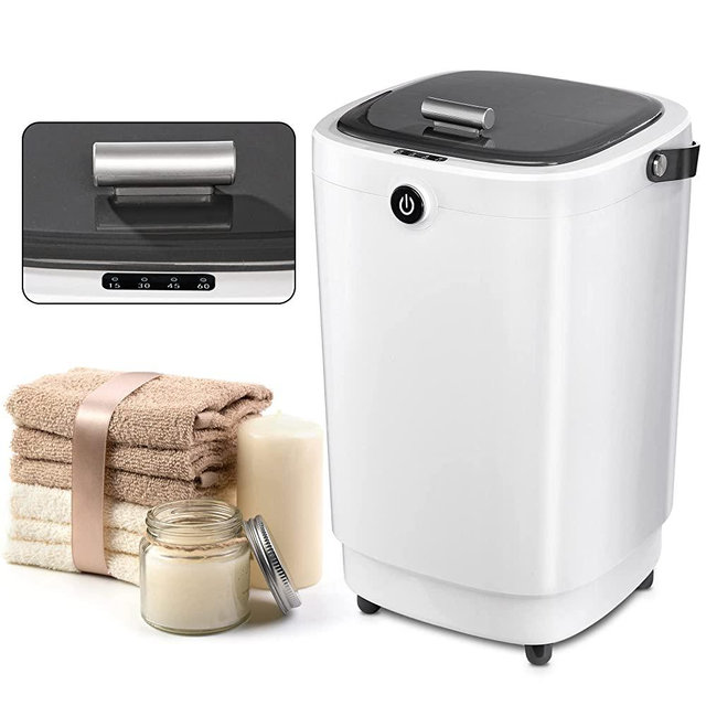 AZOUTDOOR Large Tower Warmer,Luxury Portable Bucket Tower Warmer(450W) with Shut Off, 4 Timer Setting Hot Tower Warmers for Bathroom (28L), Grey