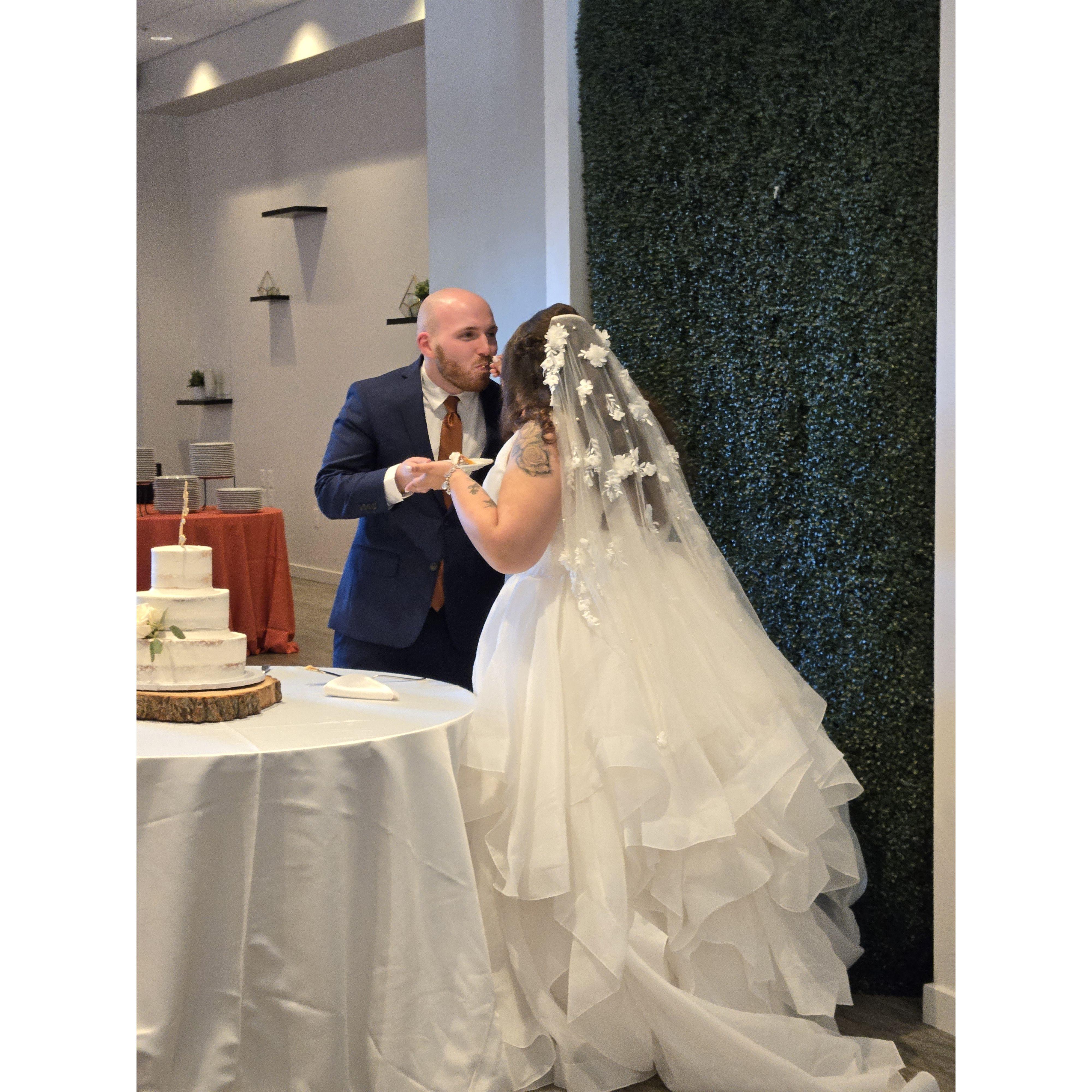 Tasting the cake!