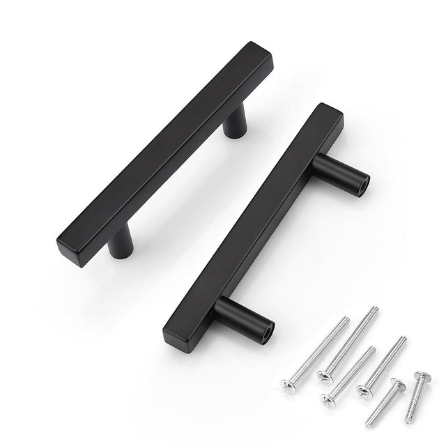 KNOBWELL 20 Pack 3" Black Cabinet Pulls, Stainless Steel Modern Matte Black Drawer Pulls, 3 inch Cabinet Pulls Kitchen Cupboard Handles