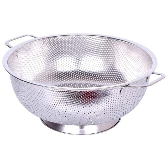 Stainless Steel Colander - Micro-Perforated 5-Quart Colander for Pasta, Berry, Veggies, Fruits, Noodles, Salads - Kitchen Food Strainer with Heavy Duty Handles and Large Stable Ring Base