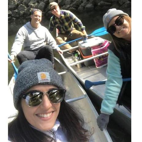 Pat, Julie, Lindsey, and Brendan canoeing for Brendan's birthday.