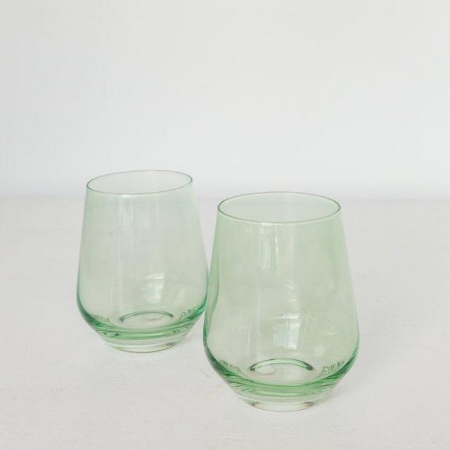 Estelle Colored Wine Stemless - Set of 2 {Mint Green}