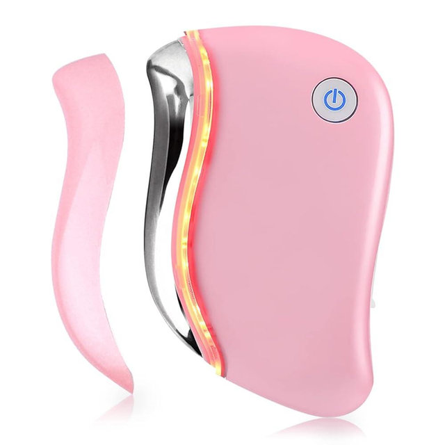 Aikertec Heat Electric Gua Sha Tool, 4-in-1 Multi-Function Anti-Aging Face Massager, Facial Contouring & Firming, Double Chin, Awakening Skin, Deep Treatment