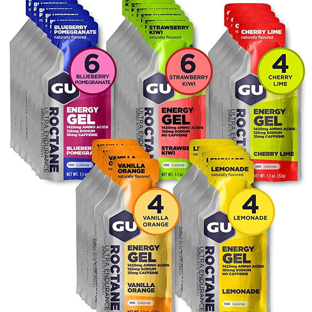 GU Energy Roctane Ultra Endurance Energy Gel, 24-Count, Quick On-The-Go Fuel, Fast Acting Sports Nutrition for Running and Cycling, Assorted Flavors (Packaging May Vary)
