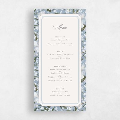 Powder Blue Wedding Menu - Annika