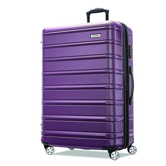 Samsonite Omni 2 Hardside Expandable Luggage with Spinner Wheels, Purple, Checked-Large 28-Inch