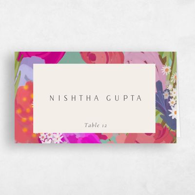 Fuchsia, Pink Wedding Place Card - Chesley