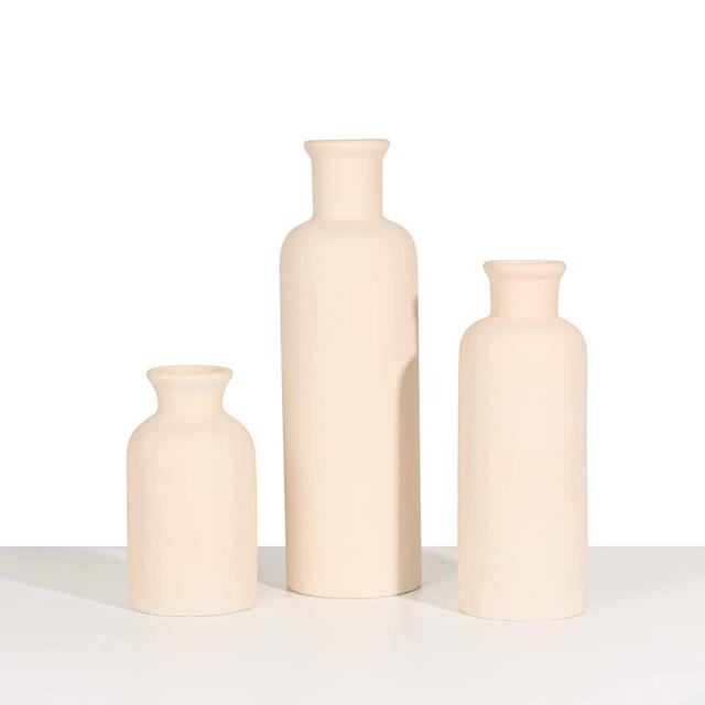 Ceramic Vase Set - 3 Pampas Grass Flower Vases for Dining Table, Entryway, Bookshelf, Mantle, Centerpieces, Living Room, Boho Hoom and Modern Farmhouse Decor