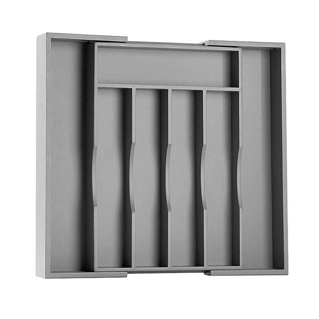 Bellsal Grey Silverware Organizer Kitchen Drawer Organizer Expandable Bamboo Utensil Holder Cutlery Tray for Kitchen Utensil and Flatware Bedroom Office Grey