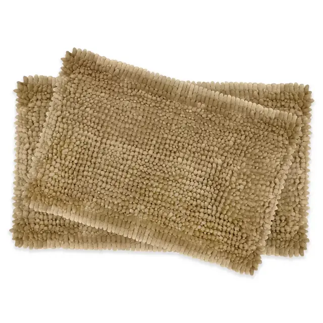 Laura Ashley® Butter Chenille Bath Rugs in Linen (Set of 2)