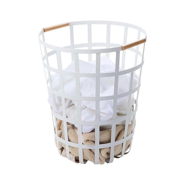 YAMAZAKI home Tosca Round Laundry Basket White,