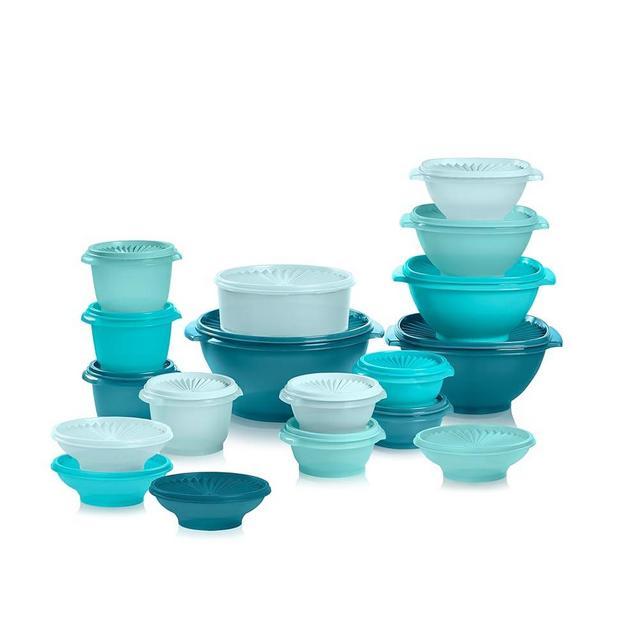 Tupperware Heritage Collection, New 36 Piece Food Storage Container Set in Vintage Green, Dishwasher Safe and BPA Free (18 containers, 18 lids)