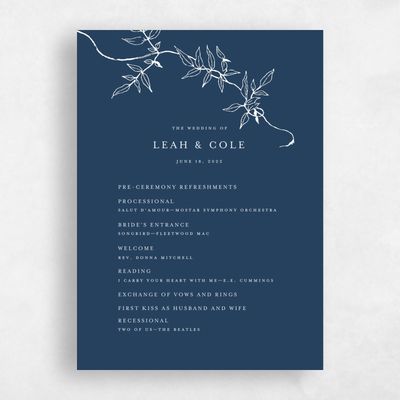 Navy, Blue Wedding Program - Sinclair