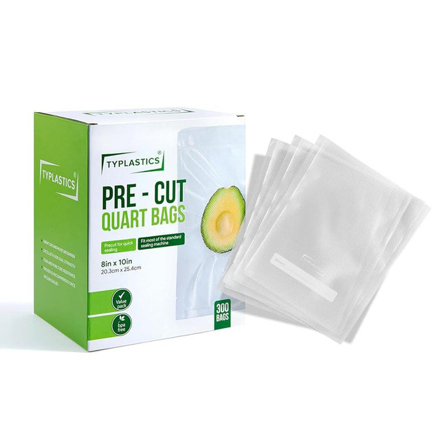 TYPLASTICS Quart 300 Count Vacuum Sealer Bags, for Food Saver, Vac Storage, Meal Prep, Pre-Cut