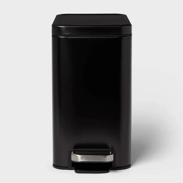 10L Slim Black Stainless Step Trash Can - Brightroom™