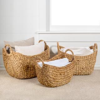 Nellie Farmhouse 3-Piece Storage Boat Basket with Handle