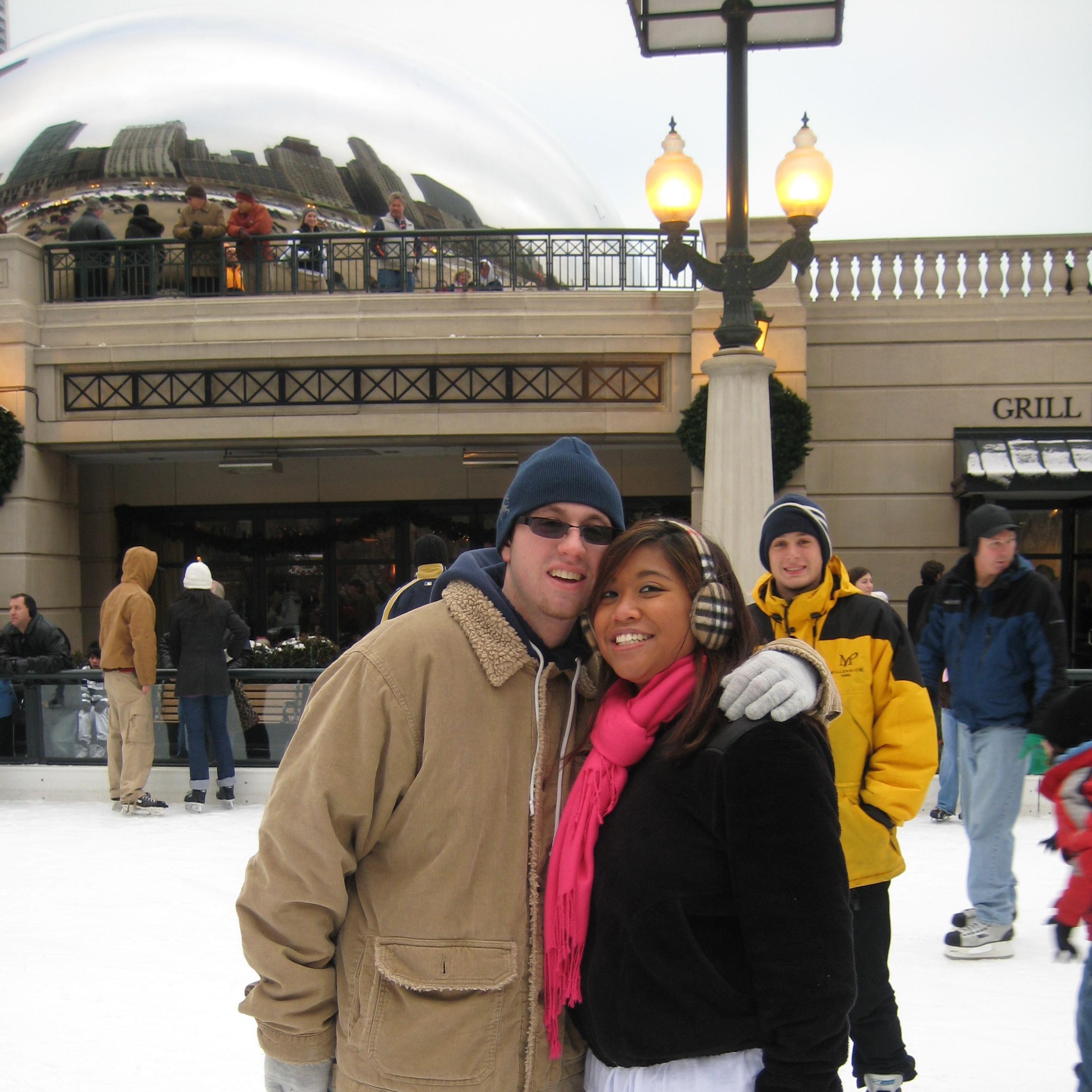 First ice skating session together at Millennium Park!