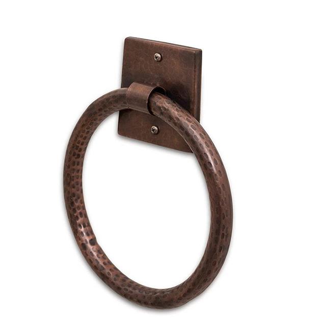 Monarch Abode 17089 Hand Hammered Bathroom Hardware, Towel Ring, Pure Copper