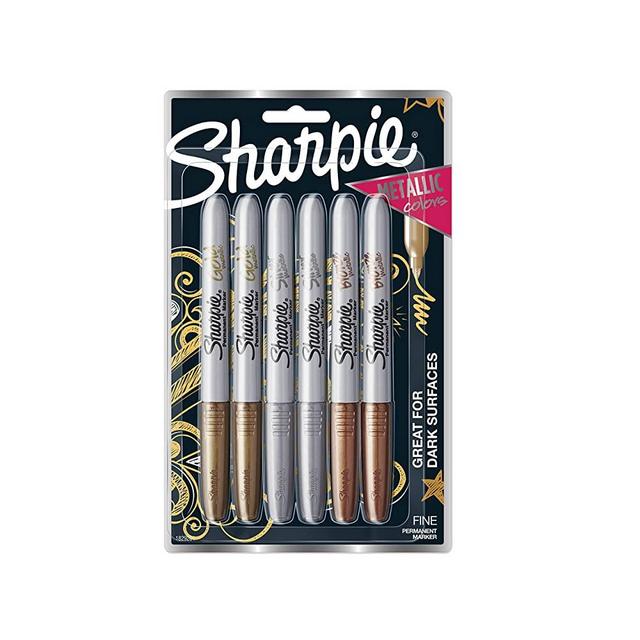 SHARPIE Metallic Permanent Markers, Fine Point, Assorted, 6 Count