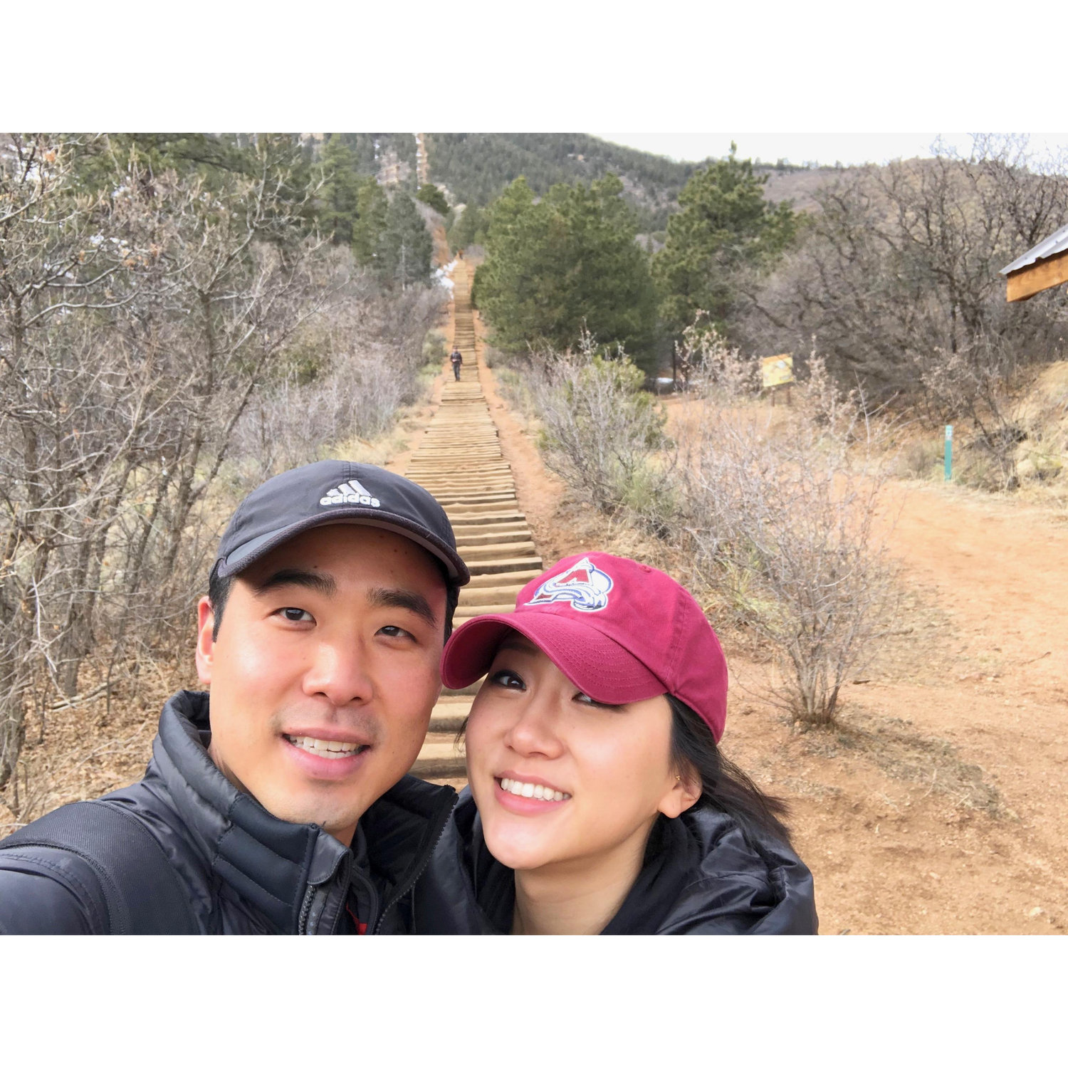 We hiked up the Manitou Incline in CO Springs. (0.88 miles of stairs, where many Olympians go to train) Jenn got very tired.