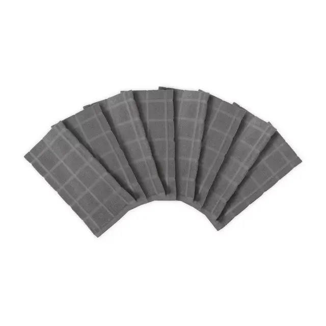 KitchenSmart® Colors Solid Kitchen Towels in Grey (Set of 8)