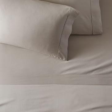 600-Thread-Count Organic Cotton Sateen Wide Hem Sheet Set & Pillowcases - Ivory