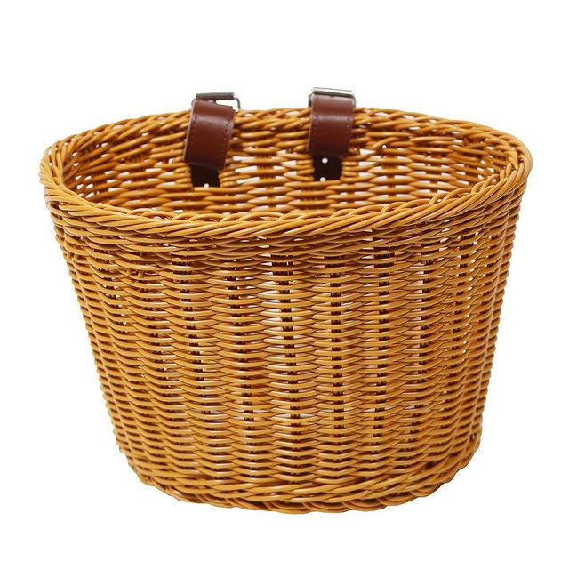 Handwoven Plastic Bike Basket - Waterproof Front Bicycle Basket for Adults & Kids, Fits Most Bikes (Beach Cruiser, Mountain Bike, Scooter)
