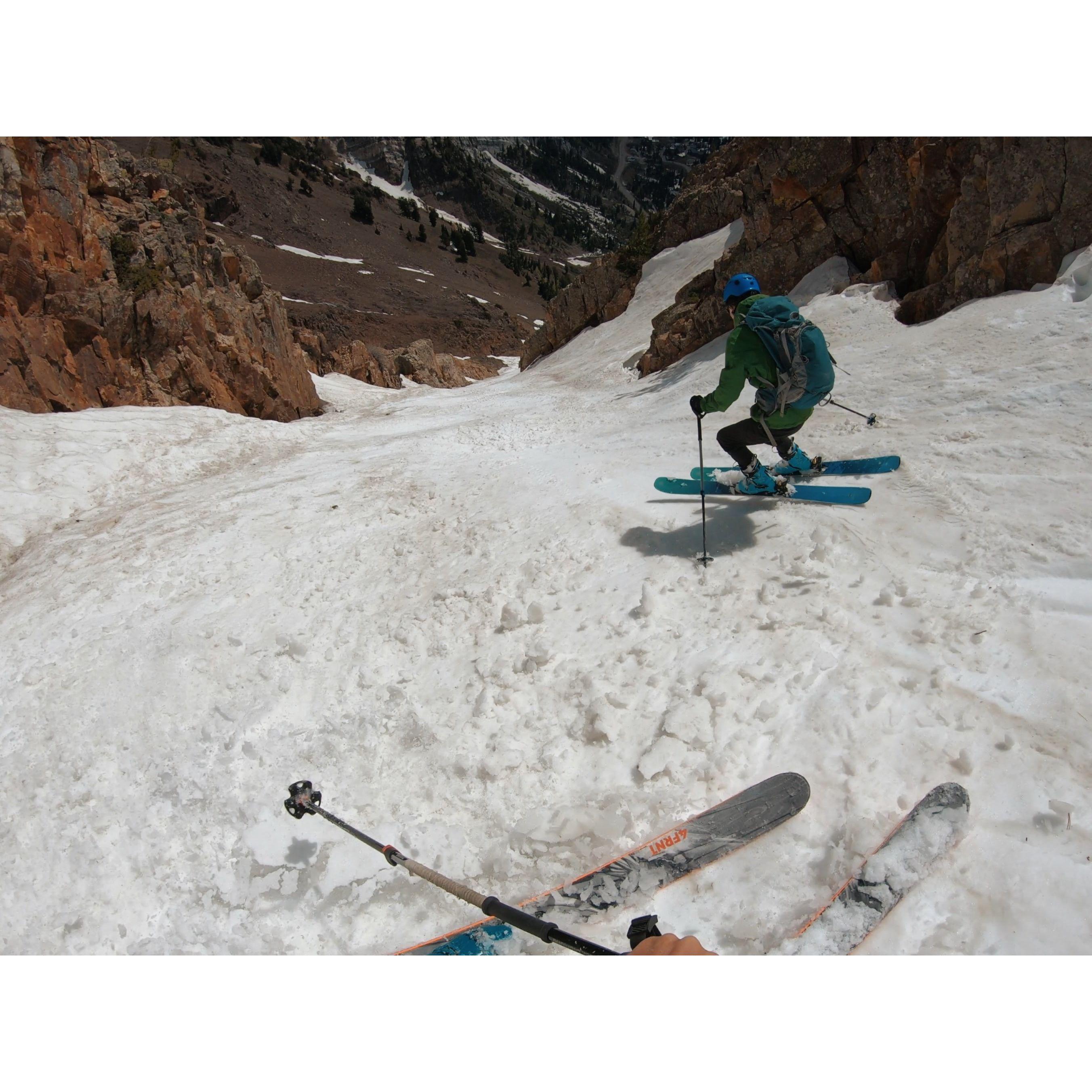 Tori's first ski down Suicide Chute