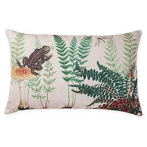 Fern & Frog Lumbar Oblong Indoor/Outdoor Pillow in Blue