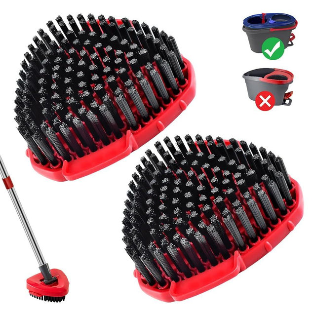 2 Pack Upgrade Scrub Brush Replace Heads Compatible with O Cedar EasyWring RinseClean 2 Tank Spin Mop, Scrubber Brush Mop Head for Ocedar Mop Scrub Brush of Hard Bristle to Floor Clean, Not for 1 Tank