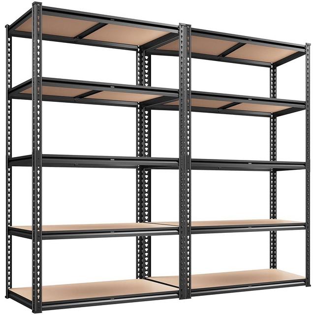 REIBII 35.55"W x 72"H x 16"D Storage Shelves 72"H Garage Shelving Heavy Duty 2020LBS 5 Tier Adjustable Metal Shelving Unit for Garage Shelves Utility Rack Shelf for Basement Pantry Closet Shelves,2P