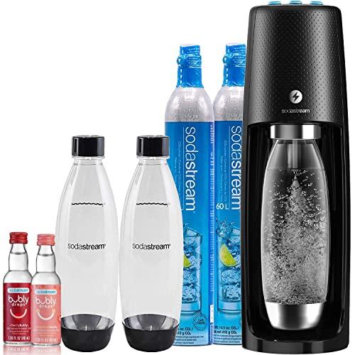 SodaStream Fizzi One Touch Sparkling Water Maker Bundle (Black) with CO2, BPA free Bottles, and bubly drops Flavors