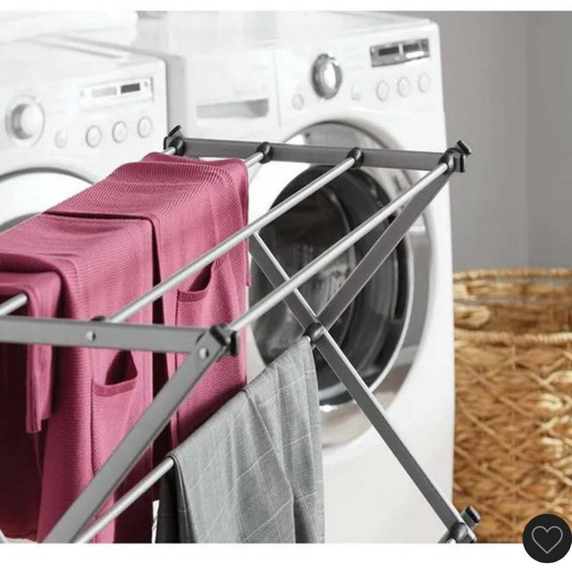 Functional and Energy Saving Oversized Collapsible Steel Closets Clothes Drying Rack, Silver