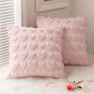 MIULEE Valentines Pillow Covers 20x20 Inch Set of 2 Valentines Day Light Pink Heart Love Decorative Cute Soft Plush Faux Fur Throw Pillows for Girl Couch Sofa Bedroom Holiday Home Decor