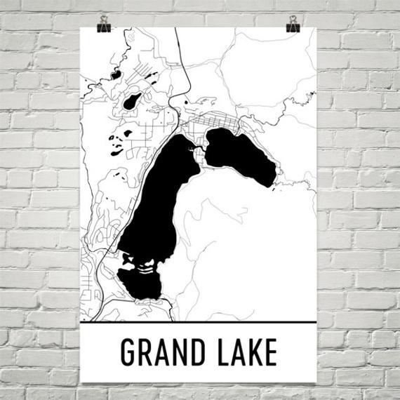 Grand Lake Colorado Map Wall Art 18x24”