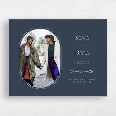 Grayed Navy, Blue Wedding Save the Date - Bridgetown Frame