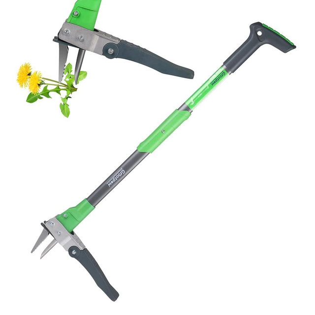 Grootpow WP5 Weed Puller Tool, Stand Up Dandelion Weeder with 40" Handle, 3 Claws & Fiberglass Foot Pedal, Weeding Tool Made with Cast-Iron, Easily Remove Weeds Without Bending or Kneeling