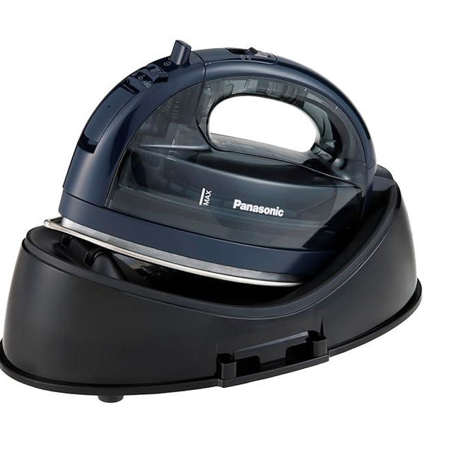 Panasonic NI-WL700A Cordless Steam/Dry Iron, 1500W Wide Stainless Steel Plate, Dark Blue