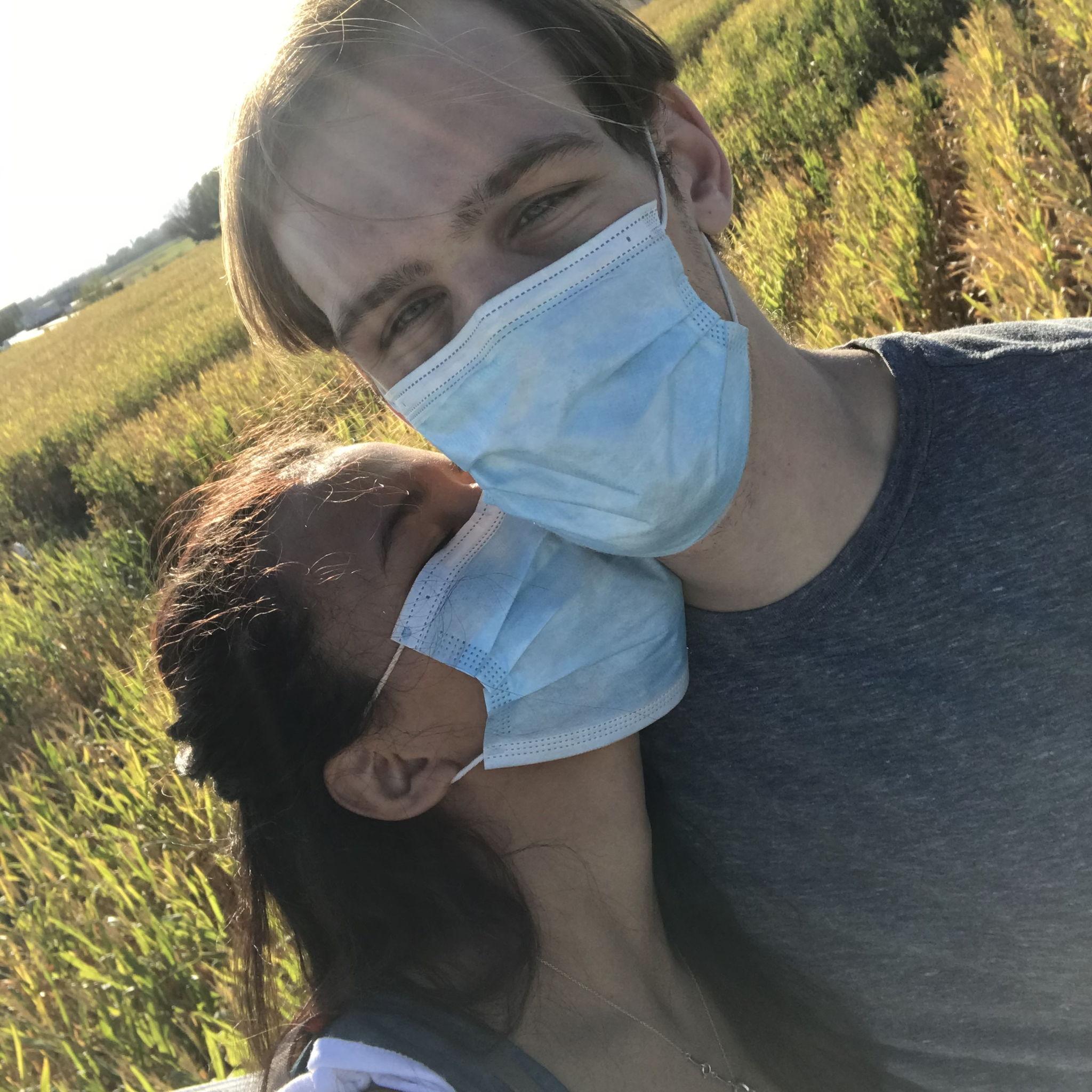 At a corn maze during covid